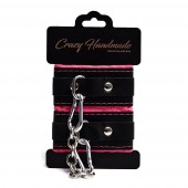 Черно-розовые скругленные наручники с мягкой подкладкой - Crazy Handmade - купить с доставкой в Архангельске