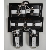 Набор фиксаторов из черной и белой натуральной кожи - Crazy Handmade - купить с доставкой в Архангельске