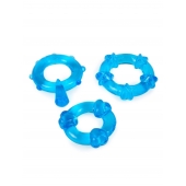 Набор из 3 синих эрекционных колец с различным рельефом - Erowoman-Eroman - в Архангельске купить с доставкой
