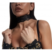 Черный ажурный чокер с золотистой фурнитурой - Crazy Handmade - купить с доставкой в Архангельске