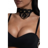 Черный чокер с клепками и золотистой фурнитурой - Crazy Handmade - купить с доставкой в Архангельске