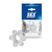 Прозрачное эрекционное кольцо с 6 стимулирующими шариками - Sex Expert - в Архангельске купить с доставкой