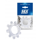 Прозрачное эрекционное кольцо со стимулирующими шариками - Sex Expert - в Архангельске купить с доставкой
