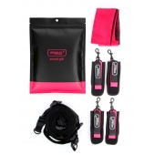 Черно-розовый эротический набор: фиксатор, оковы, наручники, повязка - Erokay - купить с доставкой в Архангельске