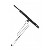 Черный узкий однослойный ошейник с серебристым поводком-цепочкой - Pecado - купить с доставкой в Архангельске