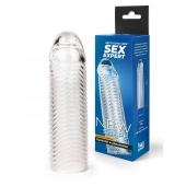 Прозрачная закрытая насадка на пенис с ребрышками - 16 см. - Sex Expert - в Архангельске купить с доставкой