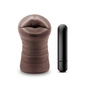 Коричневый мастурбатор-ротик Krystal Vibrating Masturbator - Blush Novelties - в Архангельске купить с доставкой