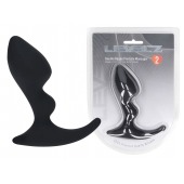Черная анальная пробка для массажа простаты Double Ripple Silicone Prostate Massager - Shots Media BV - в Архангельске купить с доставкой