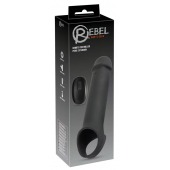 Черная вибронасадка для пениса с хомутом для мошонки и пультом ДУ Remote Controlled Penis Extension - Orion - в Архангельске купить с доставкой