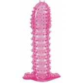 Гелевая розовая насадка с шипами - 12 см. - Toyfa Basic - в Архангельске купить с доставкой