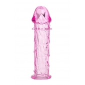 Гладкая розовая насадка с усиками под головкой - 12,5 см. - Toyfa Basic - в Архангельске купить с доставкой