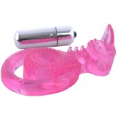 Розовая вибронасадка со стимулятор клитора   Язычок - Toyfa Basic - в Архангельске купить с доставкой