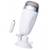 Мастурбатор-вагина в белой колбе с присоской и встраиваемой вибропулей - A-toys - в Архангельске купить с доставкой