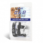 Утяжка на пенис на замочке Duo Cock And Ball Lock - BlueLine - купить с доставкой в Архангельске