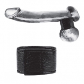 Чёрная утяжка на мошонку 1  Velcro Ball Stretcher - BlueLine - купить с доставкой в Архангельске