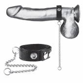 Утяжка на пенис с поводком Snap Cock Ring With 12  Leash - BlueLine - купить с доставкой в Архангельске