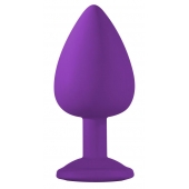 Большая фиолетовая анальная пробка Emotions Cutie Large с голубым кристаллом - 10 см. - Lola Games - купить с доставкой в Архангельске