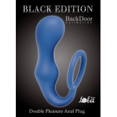 Синее эрекционное кольцо с анальной пробкой Double Pleasure Anal Plug - Lola Games - в Архангельске купить с доставкой