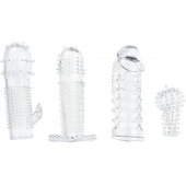 Набор из 4 насадок на член Pleasured Penis Enhancement Sleeve 4 Pack - XR Brands - в Архангельске купить с доставкой