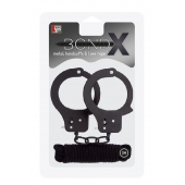Чёрные наручники из листового металла в комплекте с веревкой BONDX METAL CUFFS LOVE ROPE SET - Dream Toys - купить с доставкой в Архангельске