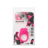 Розовое эрекционное кольцо с щеточкой LIT-UP SILICONE STIMU RING 5 - Dream Toys - в Архангельске купить с доставкой