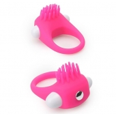 Розовое эрекционное кольцо с щеточкой LIT-UP SILICONE STIMU RING 5 - Dream Toys - в Архангельске купить с доставкой