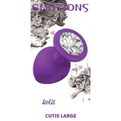 Большая фиолетовая анальная пробка Emotions Cutie Large с прозрачным кристаллом - 10 см. - Lola Games - купить с доставкой в Архангельске