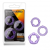 Набор из 3 фиолетовых эрекционных колец Stay Hard Beaded Cockrings - Blush Novelties - в Архангельске купить с доставкой