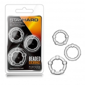 Набор из 3 прозрачных эрекционных колец Stay Hard Beaded Cockrings - Blush Novelties - в Архангельске купить с доставкой