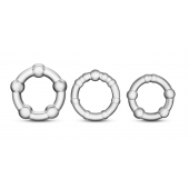 Набор из 3 прозрачных эрекционных колец Stay Hard Beaded Cockrings - Blush Novelties - в Архангельске купить с доставкой