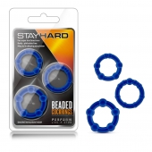 Набор из 3 синих эрекционных колец Stay Hard Beaded Cockrings - Blush Novelties - в Архангельске купить с доставкой
