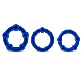 Набор из 3 синих эрекционных колец Stay Hard Beaded Cockrings - Blush Novelties - в Архангельске купить с доставкой