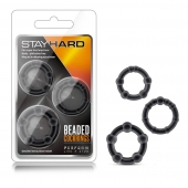 Набор из 3 чёрных эрекционных колец Stay Hard Beaded Cockrings - Blush Novelties - в Архангельске купить с доставкой