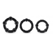 Набор из 3 чёрных эрекционных колец Stay Hard Beaded Cockrings - Blush Novelties - в Архангельске купить с доставкой