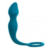 Бирюзовое эрекционное кольцо Sensation с анальным стимулятором - Lola Games - в Архангельске купить с доставкой