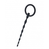 Чёрный уретральный плаг с кольцом - ToyFa - купить с доставкой в Архангельске