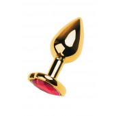 Золотистая анальная пробка с кристаллом-сердцем - 7,5 см. - ToyFa - купить с доставкой в Архангельске