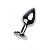 Серебристая анальная пробка с прозрачным кристаллом-сердцем - 8 см. - ToyFa - купить с доставкой в Архангельске