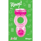 Розовое эрекционное кольцо с вибрацией Rings Ringer - Lola Games - в Архангельске купить с доставкой