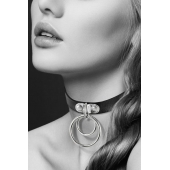 Черный чокер с двумя кольцами - Bijoux Pour Toi - купить с доставкой в Архангельске