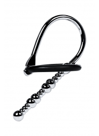 Серебристый уретральный плаг-бусины TOYFA Metal с мягким фиксириющим кольцом - ToyFa - купить с доставкой в Архангельске