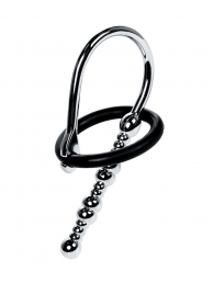 Серебристый уретральный плаг-бусины TOYFA Metal с мягким фиксириющим кольцом - ToyFa - купить с доставкой в Архангельске