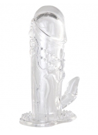 Прозрачная гелевая насадка с клиторальным отростком - 13 см. - Toyfa Basic - в Архангельске купить с доставкой
