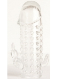 Гелевая прозрачная насадка с 2 отростками - 13 см. - Toyfa Basic - в Архангельске купить с доставкой