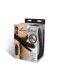 Полый страпон с двумя отростками и вибрацией Unisex Vibrating Hollow Strap-On Double Penetrating Dildo - 17,8 см. - Lux Fetish - купить с доставкой в Архангельске