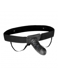 Чёрный полый страпон с вибрацией Unisex Vibrating Hollow Strap-On - 14 см. - Lux Fetish - купить с доставкой в Архангельске