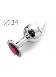 Коническая серебристая анальная втулка с малиновым кристаллом - 8,2 см. - Anal Jewelry Plug - купить с доставкой в Архангельске