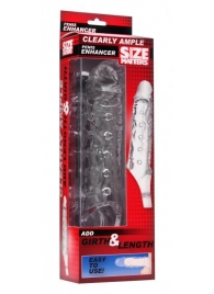 Прозразная закрытая насадка на пенис с поддержкой мошонки Clearly Ample Penis Enhancer - 22 см. - XR Brands - в Архангельске купить с доставкой