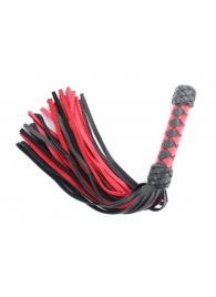 Черно-красная клеть с плетеной ручкой с ромбовидным узором - 45 см. - БДСМ Арсенал - купить с доставкой в Архангельске