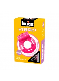 Розовое эрекционное виброкольцо Luxe VIBRO  Ужас Альпиниста  + презерватив - Luxe - в Архангельске купить с доставкой